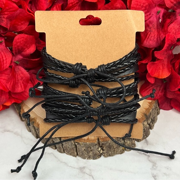 5 Pcs Set Punk Rock Infinity Skull Braided Leather Rope Bracelets - Picture 12 of 14